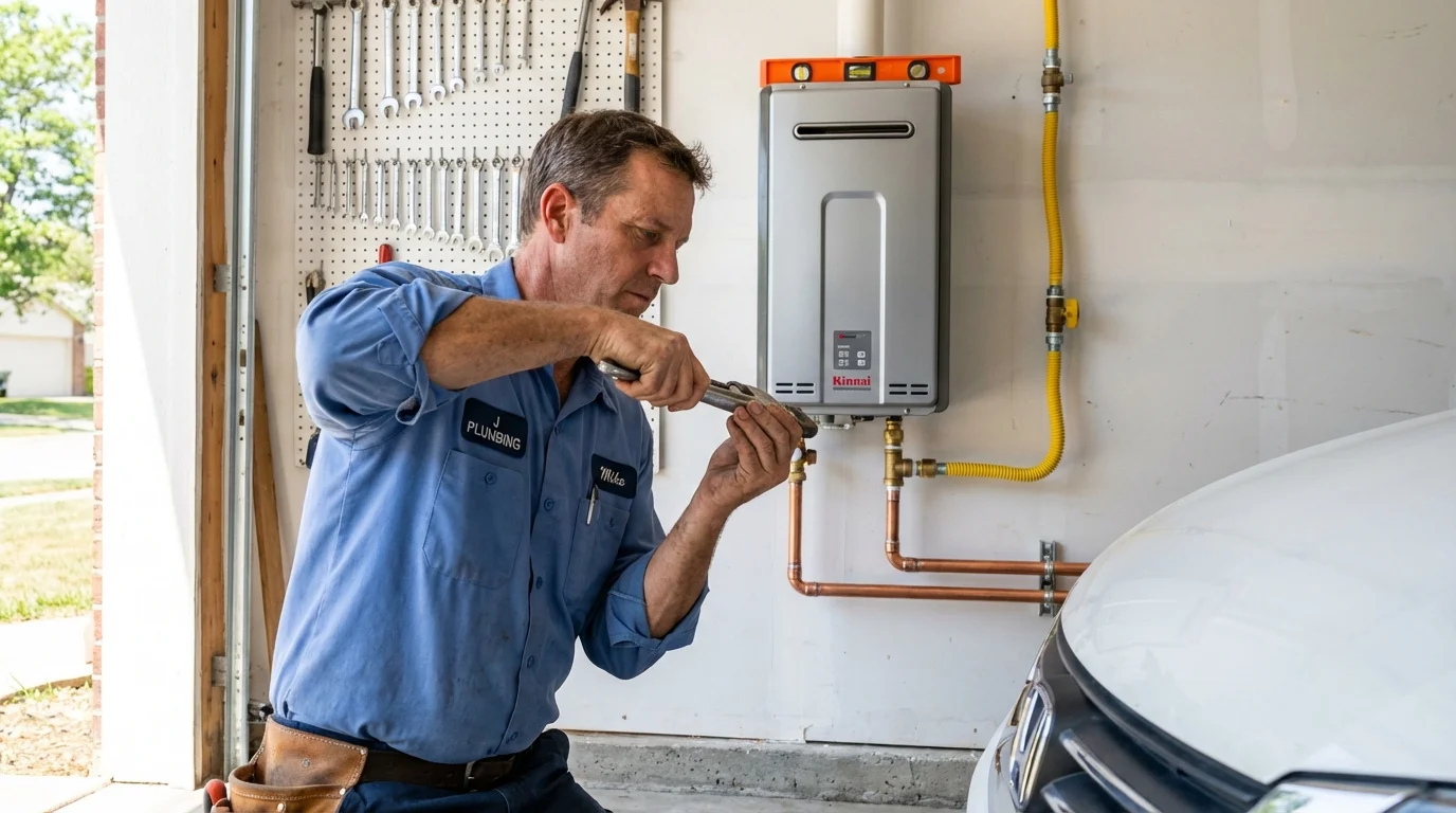 Tankless water heater installation by a Johns Plumbing LLC plumber in Dimondale